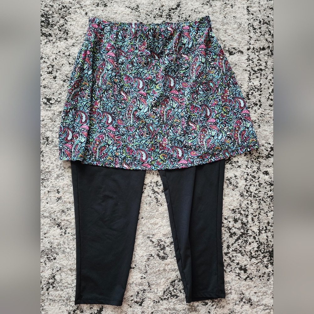 SAN SOLEIL Skirt Cropped Leggings Womens Size M